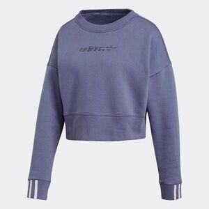 Adidas Coeeze Sweat Crop Blue Sweatshirt Medium Crew Neck Pullover